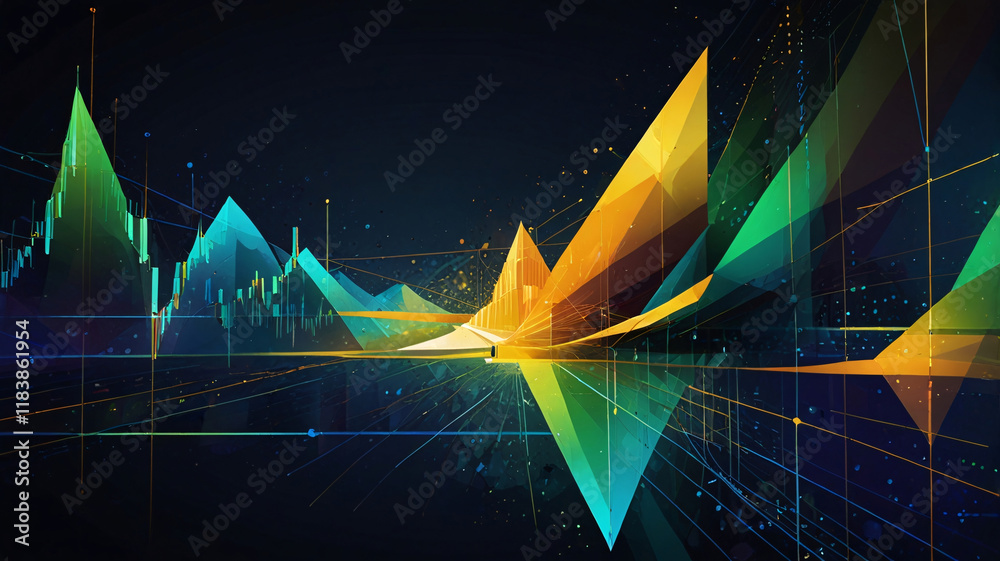 Naklejka premium Financial Data Visualization with Geometric Graphs