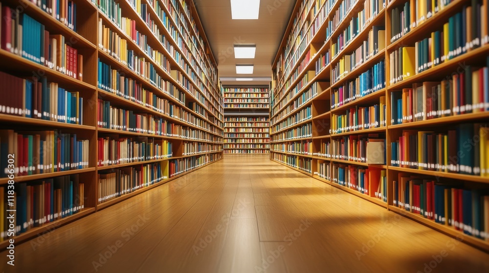 Modern library or bookstore interior with Learning and coworking space,relax zone,Library with rows of bookshelves arranged,school,university,shared desk and chairs,panoramic window. Modern library or bookstore interior with Learning and coworking space,relax zone,Library with rows of bookshelves arranged,school,university,shared desk and chairs,panoramic window.