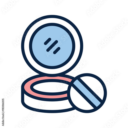 Eye catching icon depicts an open compact powder