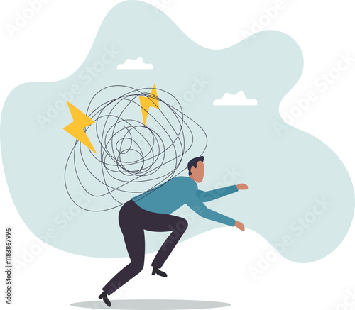 Stress burden, anxiety from work difficulty and overload, problem in economic crisis or pressure from too much responsibility .business concept.flat character.
