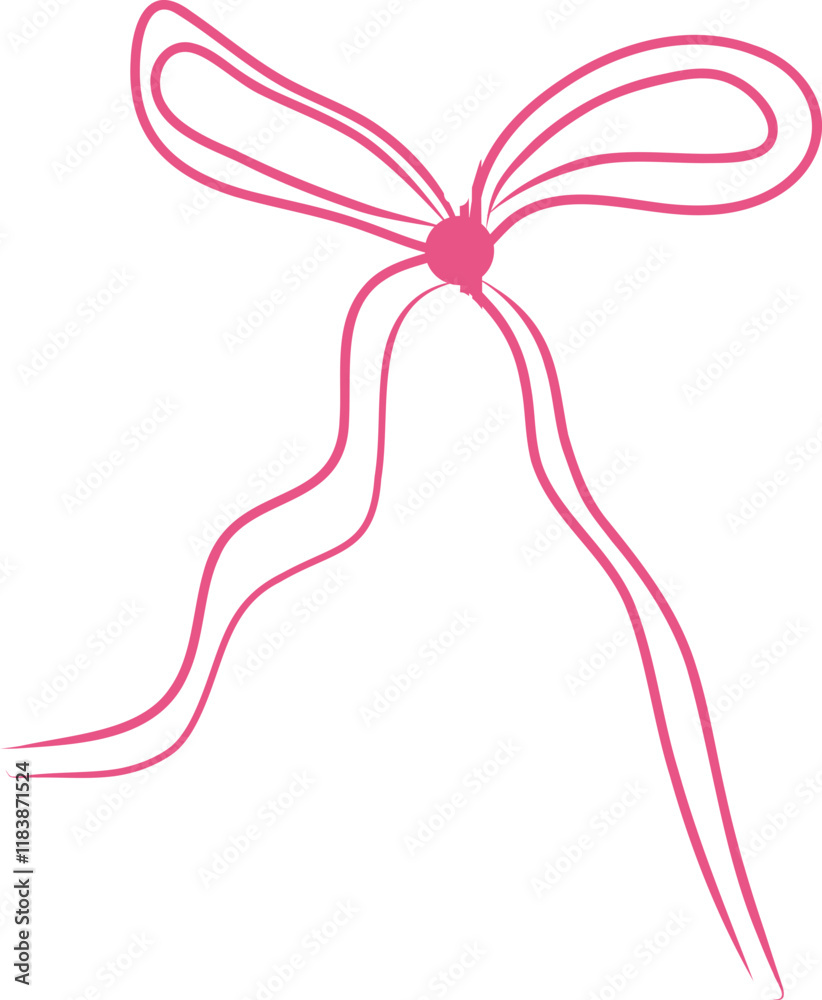 Girly bow coquette retro line hand drawn pink lace tie ribbon. Y2k feminine romantic wedding decoration. Whimsical pastel knot. Girly bow coquette retro line hand drawn pink lace tie ribbon. Y2k feminine romantic wedding decoration. Whimsical pastel knot.