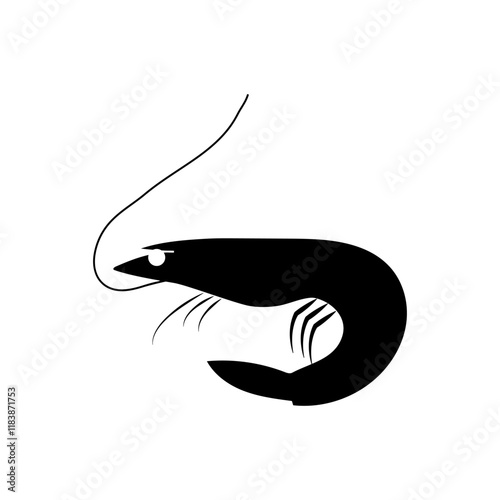 Black shrimp on a white background vector icon