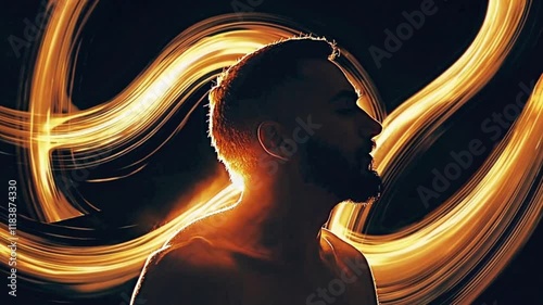 Golden Light Trails and Silhouette