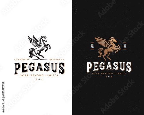 Unique luxury unicorn pegasus horse winged logo template for business company