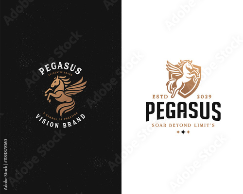 Unique luxury unicorn pegasus horse winged logo template for business company