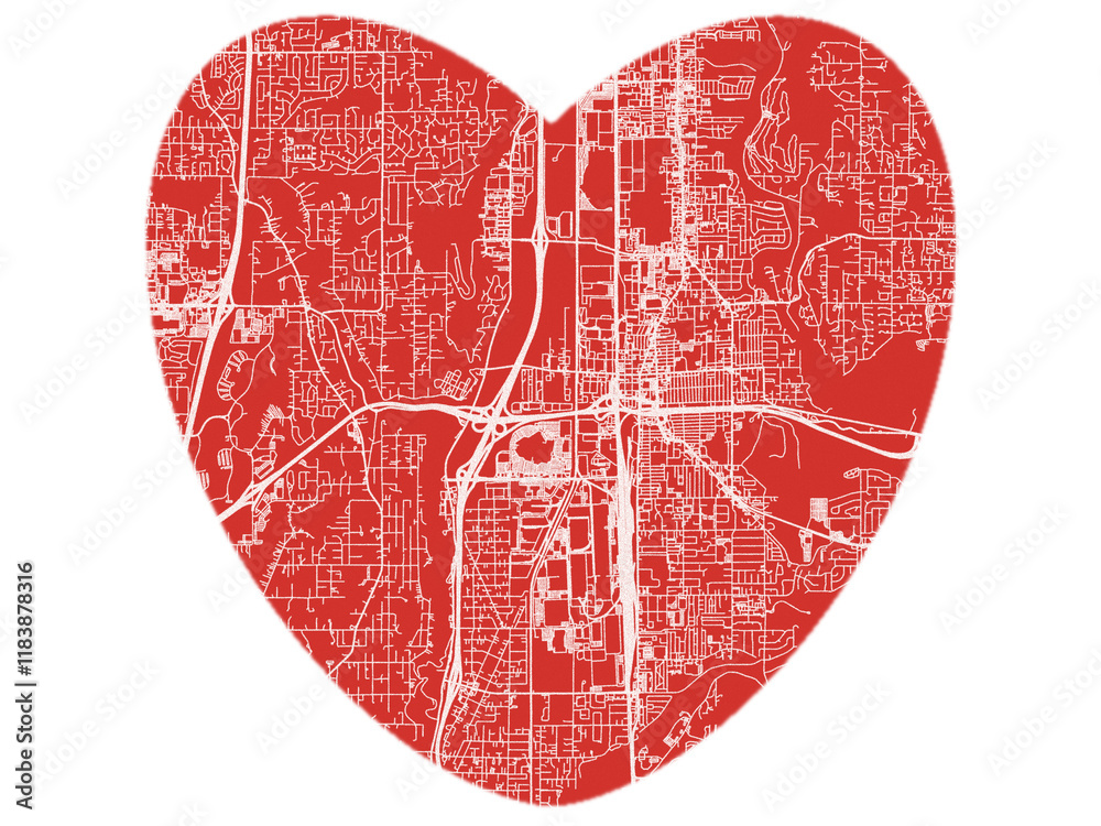 Heart-Shaped Map of Auburn Washington, USA in Bold Red and White Design. Heart-Shaped Map of Auburn Washington, USA in Bold Red and White Design.