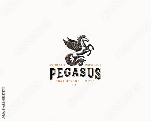 Unique luxury unicorn pegasus horse winged logo template for business company