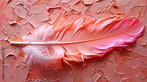 Thick textured impasto painting  feather 