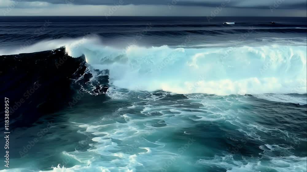 breaking waves in a stormy ocean