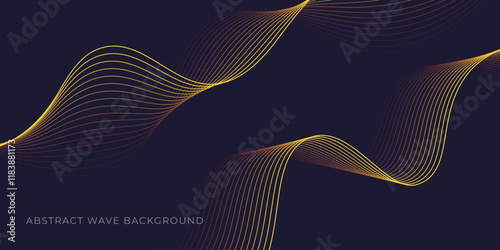 Abstract wave background with yellow line color element. Dynamic wave pattern. Modern flowing wavy lines. Futuristic technology concept. Suit for banner, poster, cover, brochure, flyer, website