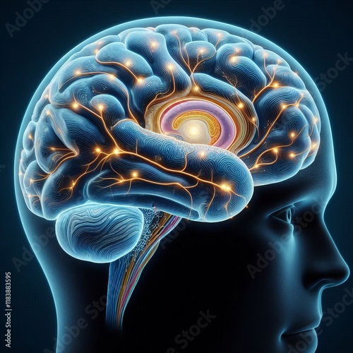 Brain highlighting the somatosensory cortex photo