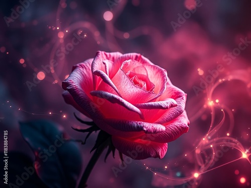 an image of a pink rose with a swirly background. photo