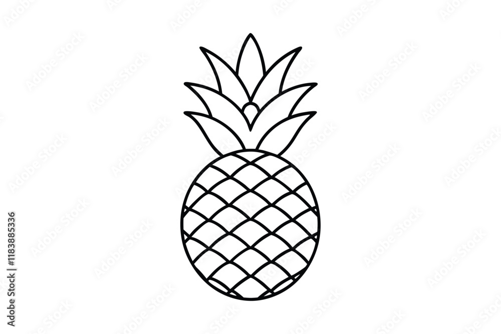 Fototapeta premium Pineapple fruit line art illustration.eps