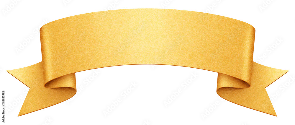 golden ribbon banner with smooth texture and elegant folds, isolated on transparency background, perfect for decorative or celebratory designs golden ribbon banner with smooth texture and elegant folds, isolated on transparency background, perfect for decorative or celebratory designs
