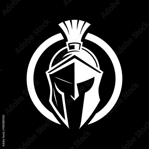 Spartan helmet logo vector illustration template simple icon of warrior in circle