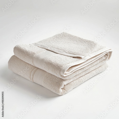 Soft Neutral Toned Towel with Simple Border and Detailed Texture