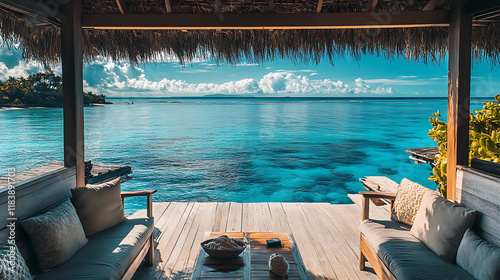 Luxury resort living: an ocean view from an overwater bungalow