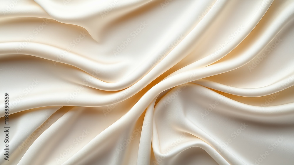 Fototapeta premium Luxurious White Satin Fabric with Soft Curves and Silky Texture