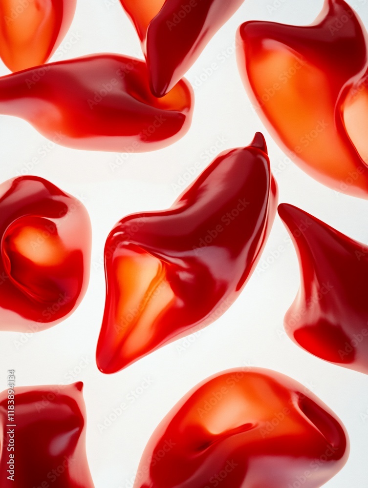 Fototapeta premium Abstract red shapes on white background.