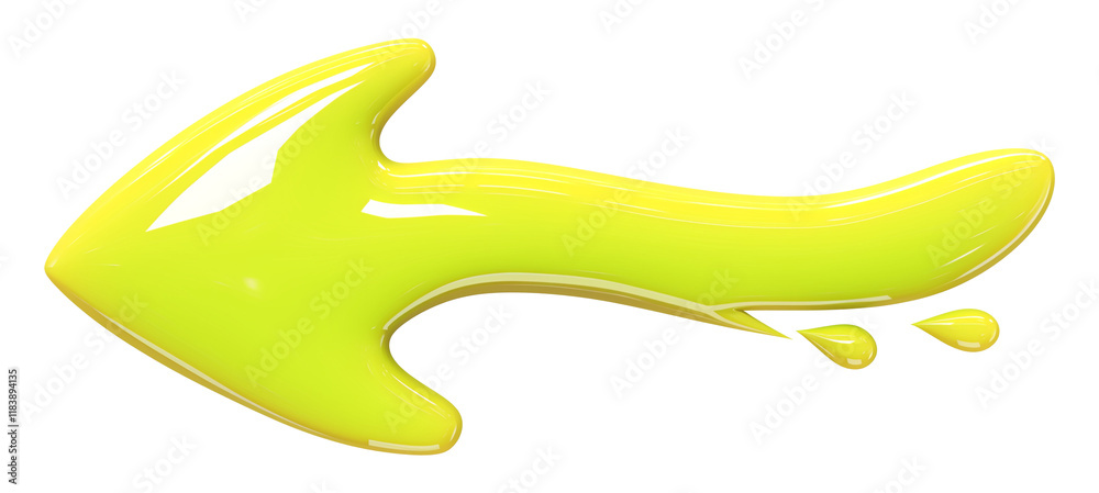 curved arrow in matte neon yellow with glossy finish, isolated on transparency background, featuring dynamic and fluid design with dripping details for modern and creative look curved arrow in matte neon yellow with glossy finish, isolated on transparency background, featuring dynamic and fluid design with dripping details for modern and creative look