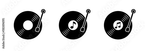 Record set icons. Silhouette style. Vector icons.