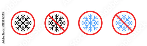 Snowflake set icons. Prohibitory sign icons. Flat style. Vector icons.