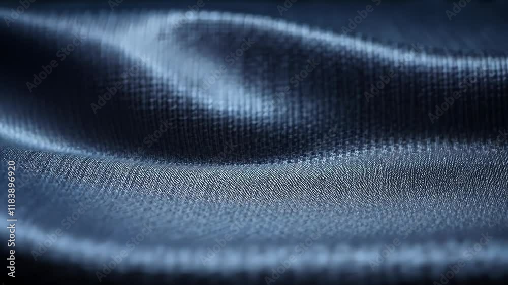 Soft blue fabric draped elegantly showcases texture and depth under soft lighting in a close-up view