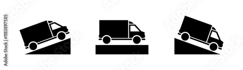 Truck icons. Silhouette style. Vector icons.