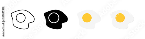 Scrambled egg set icons. Linear, silhouette and flat style. Vector icons.