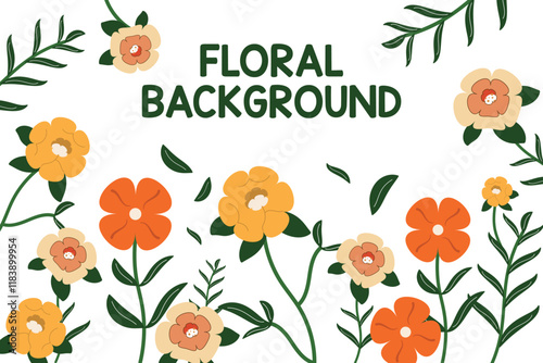 Minimalist yellow and orange flower background. suitable for all needs