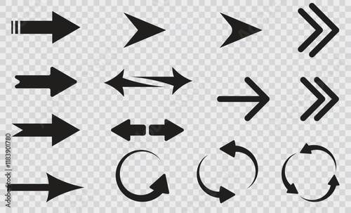 Arrows black set of icons. Arrow vector collection. Big arrow. Cursor. Modern simple arrows. Vector illustration eps
