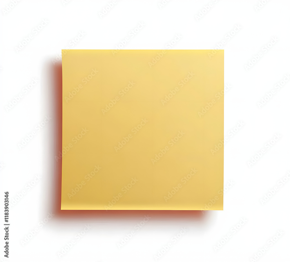 Blank yellow sticky paper note isolated on transparent background