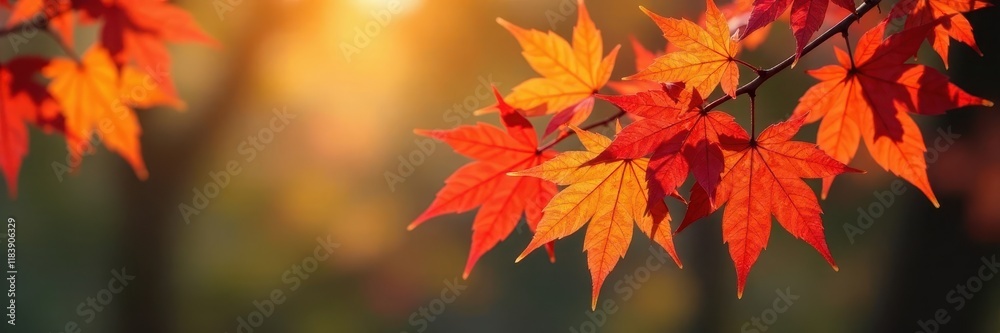 Vibrant red, orange, yellow maple leaves cluster on a branch , tree, nature scene Vibrant red, orange, yellow maple leaves cluster on a branch , tree, nature scene