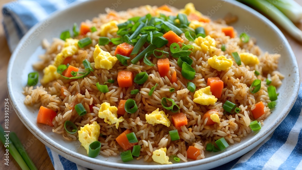 Homemade Vegetarian Fried Rice with Egg Peas and Carrots. Homemade Vegetarian Fried Rice with Egg Peas and Carrots.