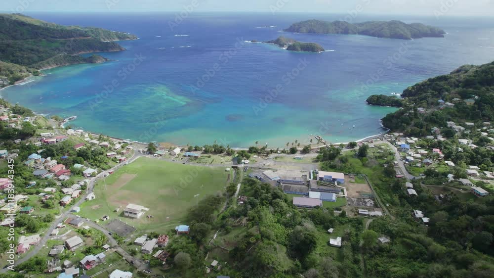 Scenic aerial vista of a speyside beach on the tropical island of Tobago. Scenic aerial vista of a speyside beach on the tropical island of Tobago.