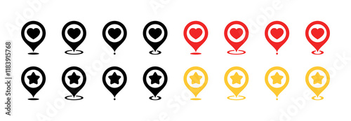 Map point set icons. Important Event icons. Flat and silhouette style. Vector icons.