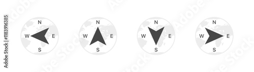 Navigation set icons. Compass icons. Flat style. Vector icons.