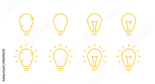 Lamp set icons. Flat style. Vector icons.