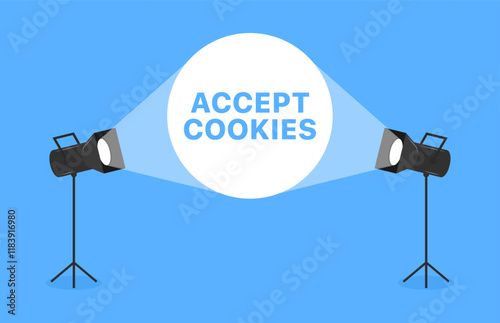 Accept cookies message icon. Flat style. Vector icon.