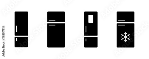 Refrigerator set icons. Silhouette style. Vector icons.