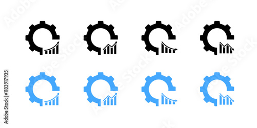 Settings set icons. Gear icons. Silhouette and flat style. Vector icons.