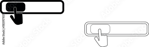 Digital unlock vector. Slider icon with finger point. Answer a call. Concept of user interface badge or enable gadget.