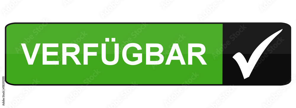 Verfügbar Banner zeigt Verfügbarkeit mit Häkchen Verfügbar Banner zeigt Verfügbarkeit mit Häkchen