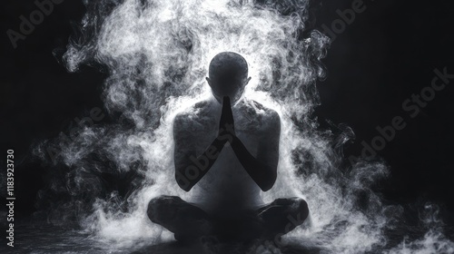 Serene Soul: A Moment of Meditation in a Smoky Haze photo