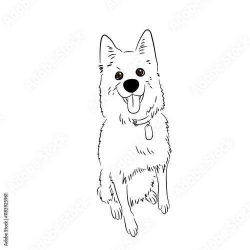 Dog bulldog line art coloring book black and white