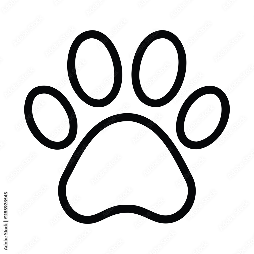 Simple Black Line Art Dog Paw Print Simple Black Line Art Dog Paw Print