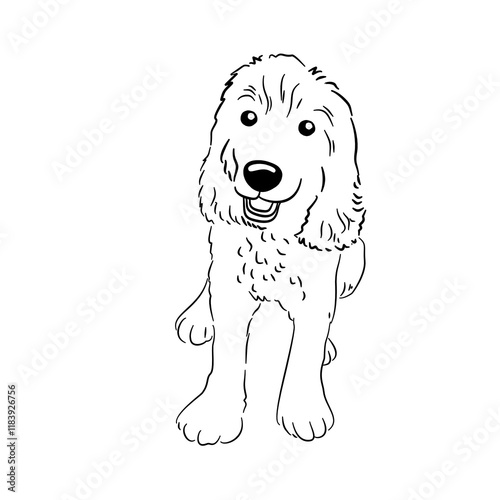 Dog bulldog line art coloring book black and white