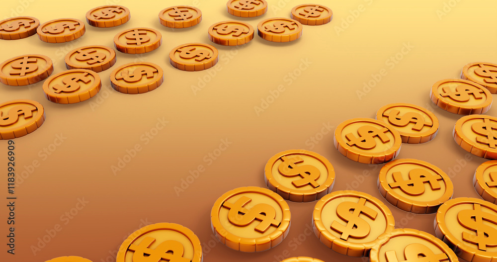 Fototapeta premium Coin 3D Cartoon Render Background