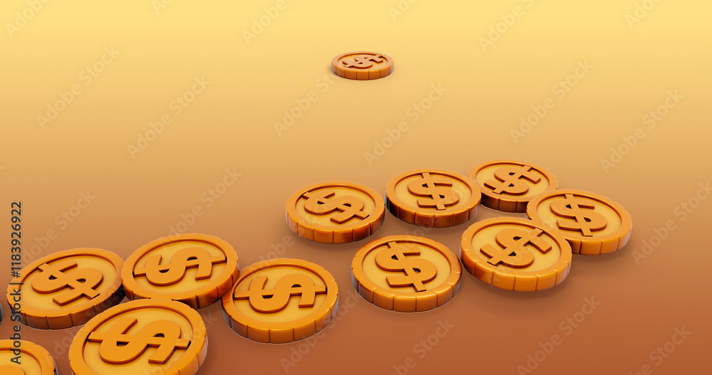 Coin 3D Cartoon Render Background Coin 3D Cartoon Render Background
