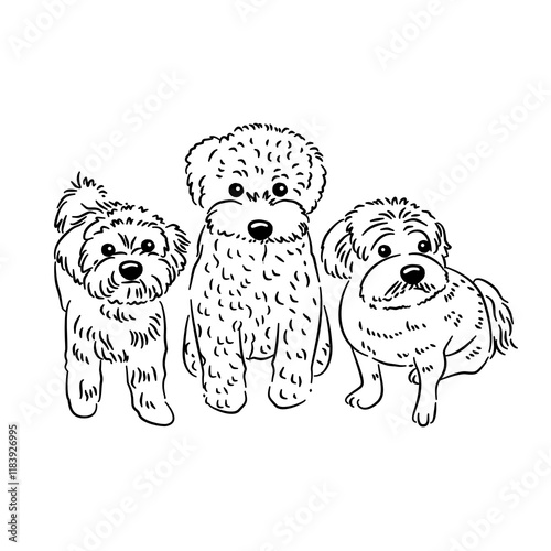 Dog bulldog line art coloring book black and white